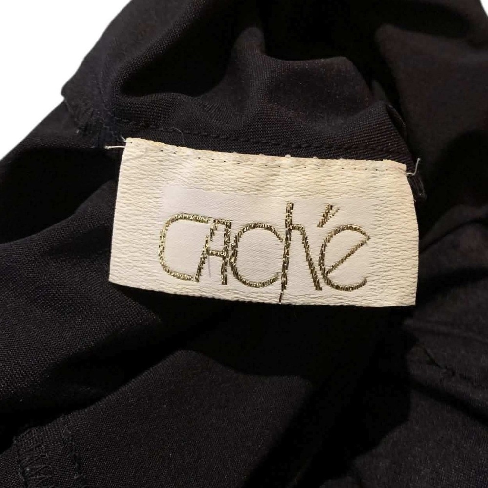 Vintage Cache Black Lace Mini Dress 90s Y2K Fit Flare Stretch USA Petite Small - Picture 3 of 7
